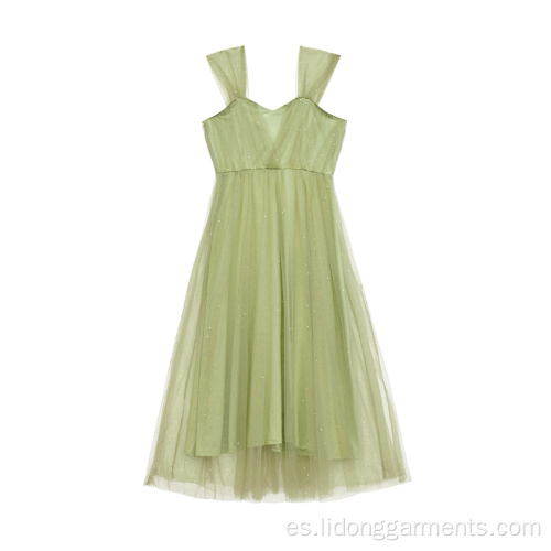 Vestido de malla de lentejuelas de menta femenina